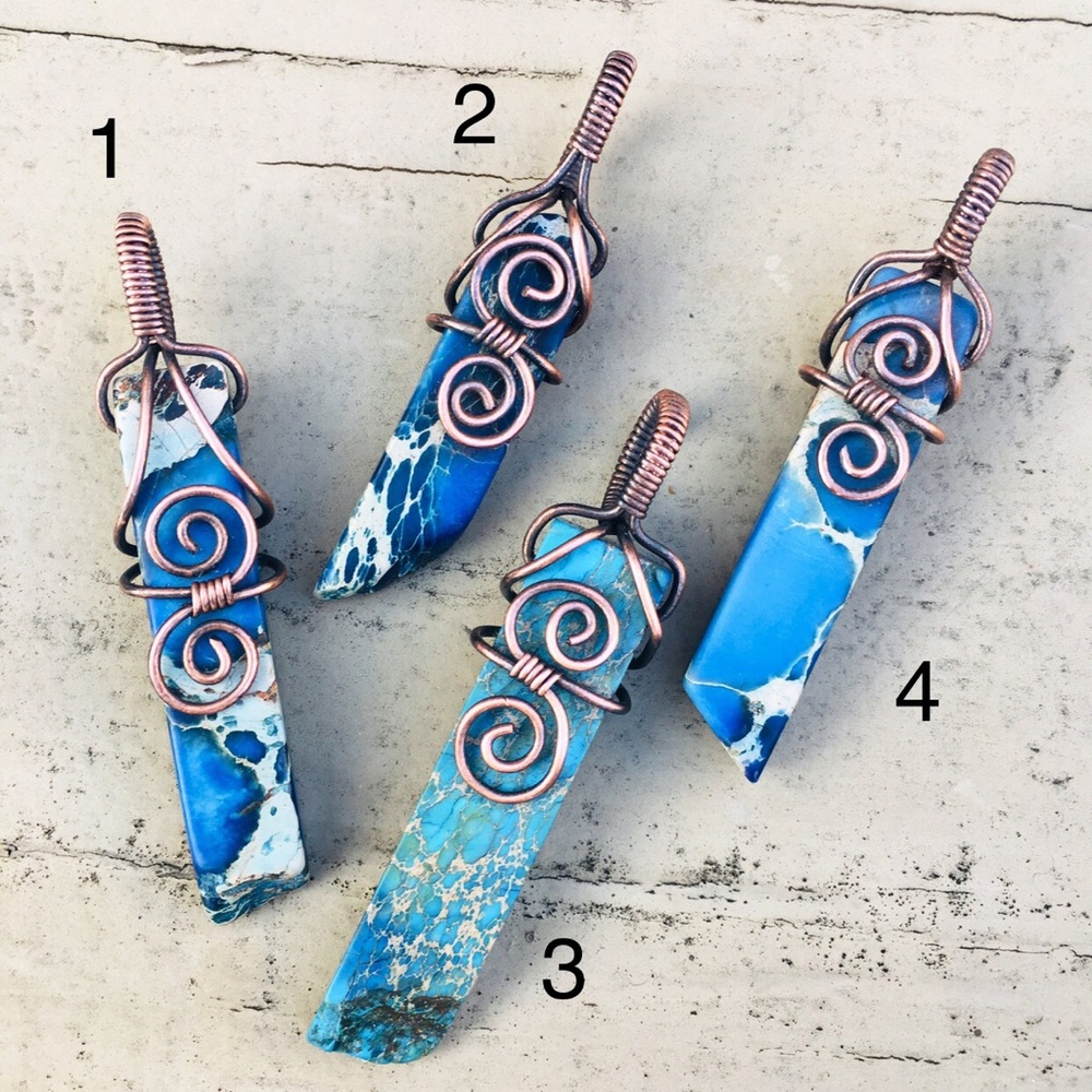 Wire wrapped imperial jasper pendant necklace #3 - Picture 5 of 5